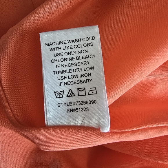 CeCe By Cynthia Steffens Coral Pop Gemma Surplice Long Sleeve Dress Size 12 - Picture 14 of 15